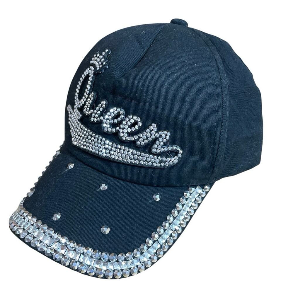 Women's Navy Blue Queen Rhinestone Bling Adjustable Baseball Hat Cap One Size
